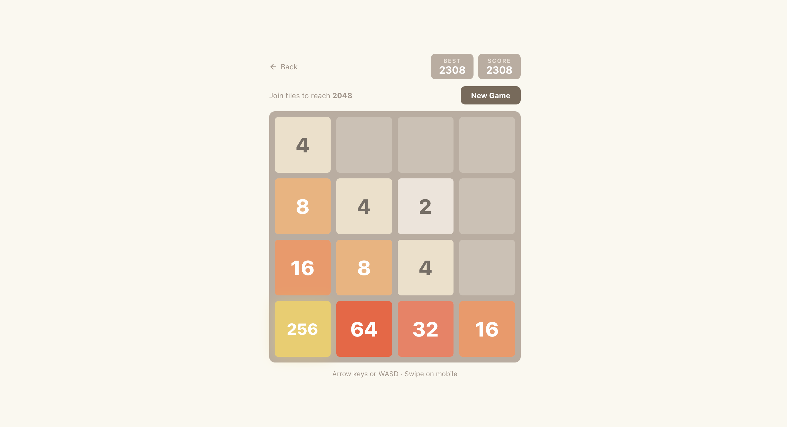 2048 screenshot