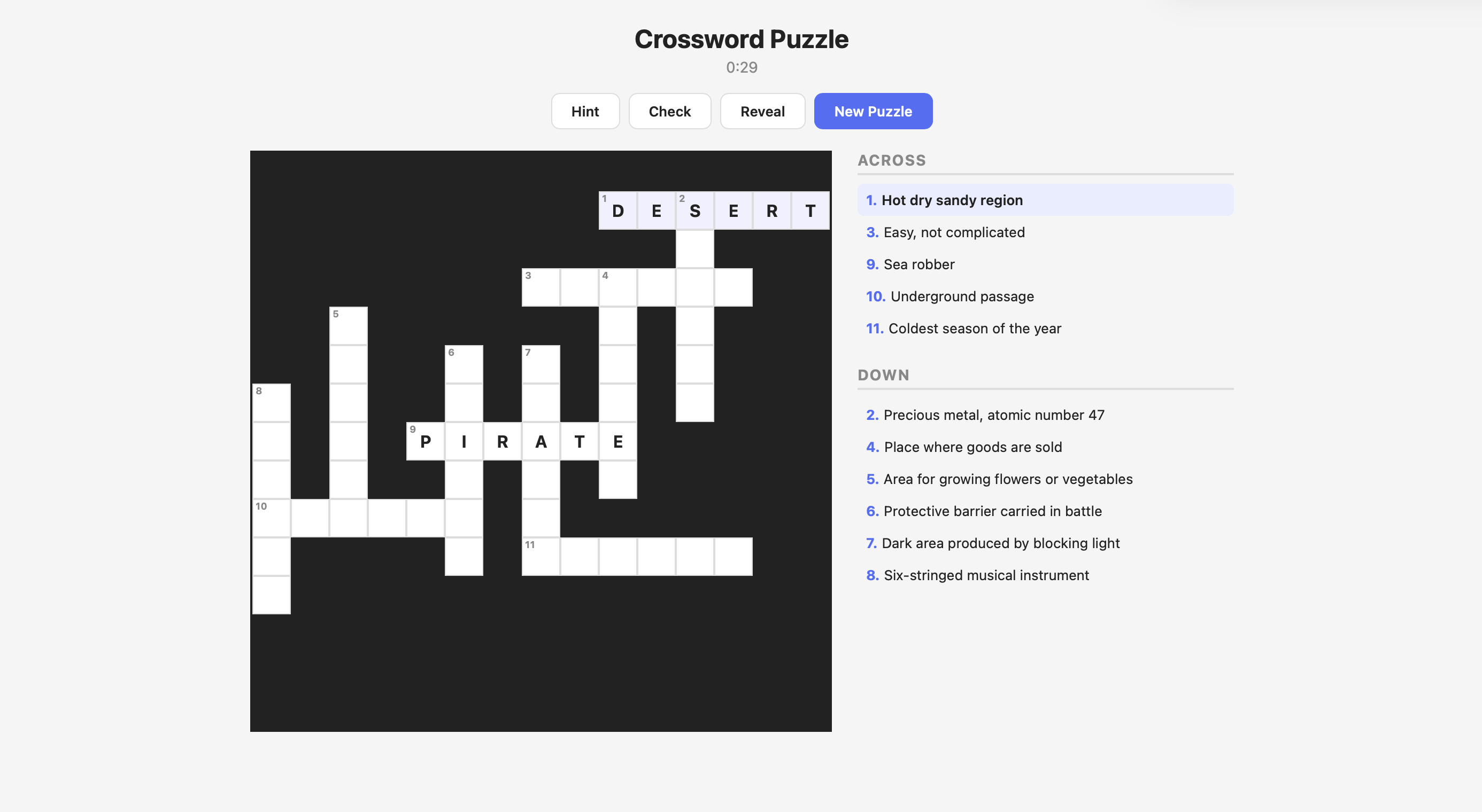 Crossword Puzzle screenshot